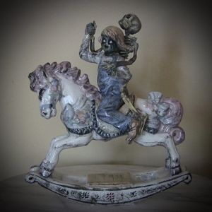 Haunted Rocking Horse Zombie Girl Skeleton OOAK